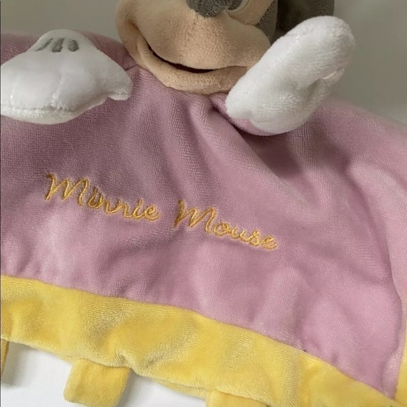 Disney Minnie Mouse Pink Yellow Lovey Security Blanket Crinkle - Picture 4 of 5